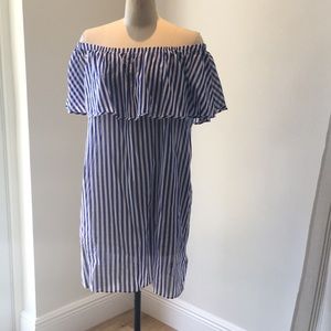 Striped dress off the shoulder